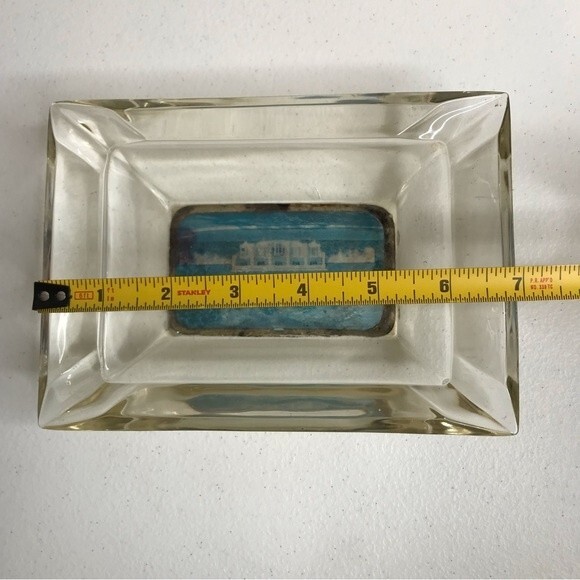 Vintage Glass Photograph Souvenir Ashtray MCM Mid Century Modern 7 In by 5 In - Picture 6 of 11